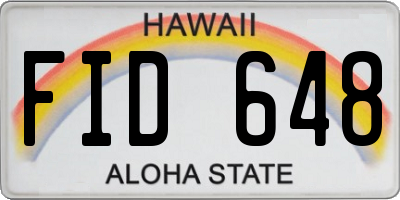 HI license plate FID648