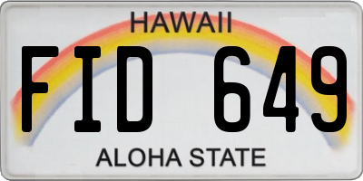 HI license plate FID649