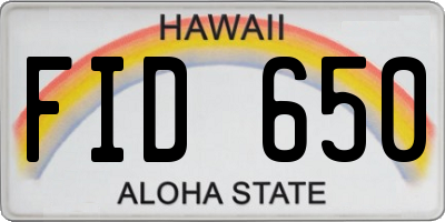 HI license plate FID650
