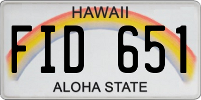 HI license plate FID651