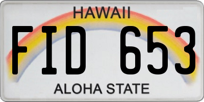 HI license plate FID653