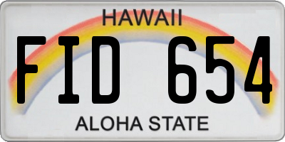 HI license plate FID654