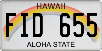 HI license plate FID655