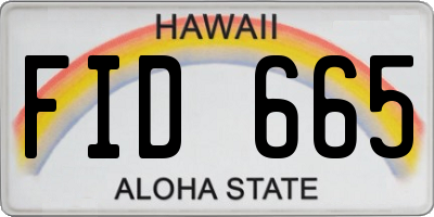 HI license plate FID665