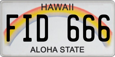 HI license plate FID666