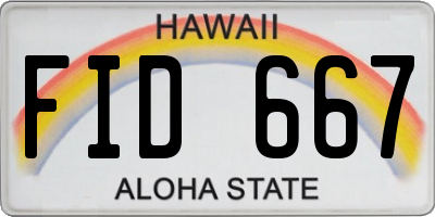 HI license plate FID667