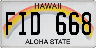 HI license plate FID668