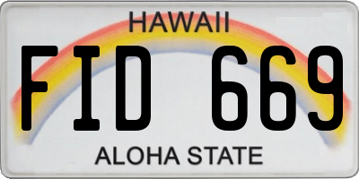 HI license plate FID669