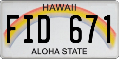 HI license plate FID671