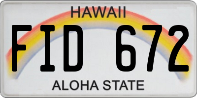 HI license plate FID672