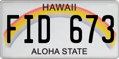 HI license plate FID673