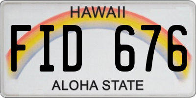 HI license plate FID676