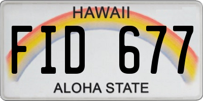 HI license plate FID677