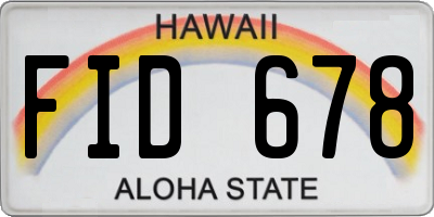 HI license plate FID678