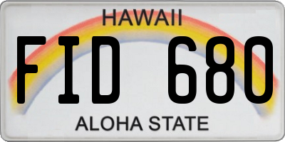 HI license plate FID680