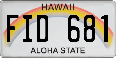 HI license plate FID681