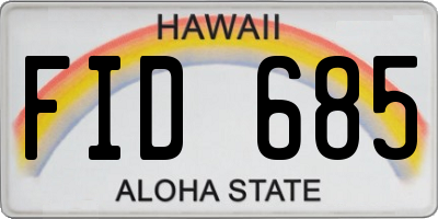 HI license plate FID685