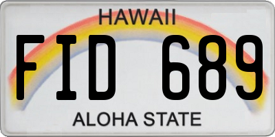 HI license plate FID689