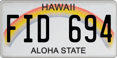 HI license plate FID694