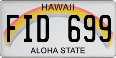 HI license plate FID699