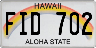 HI license plate FID702