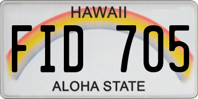 HI license plate FID705