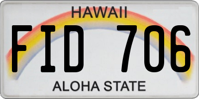 HI license plate FID706
