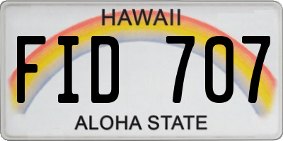 HI license plate FID707
