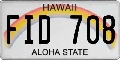 HI license plate FID708