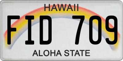 HI license plate FID709