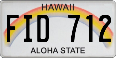 HI license plate FID712