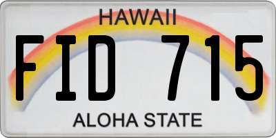 HI license plate FID715