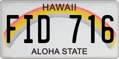 HI license plate FID716