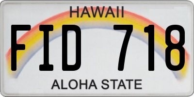 HI license plate FID718