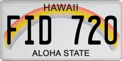 HI license plate FID720
