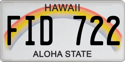 HI license plate FID722