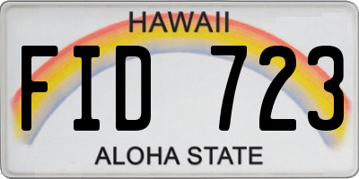 HI license plate FID723