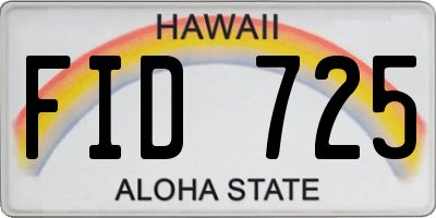 HI license plate FID725