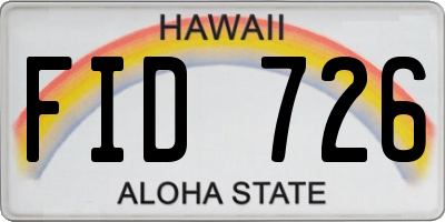 HI license plate FID726