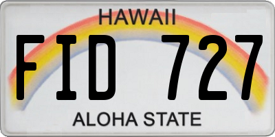 HI license plate FID727