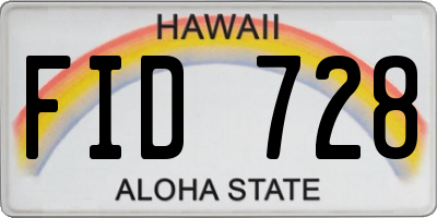 HI license plate FID728