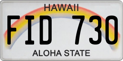 HI license plate FID730