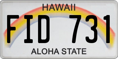 HI license plate FID731
