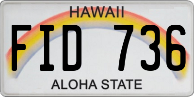 HI license plate FID736