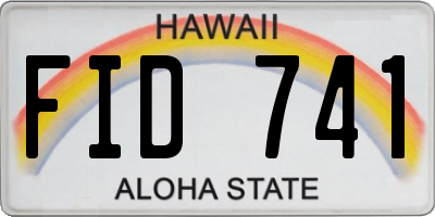 HI license plate FID741