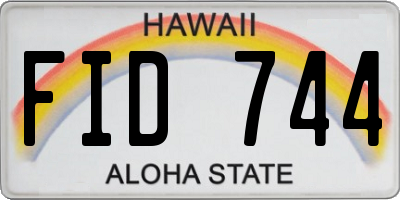HI license plate FID744