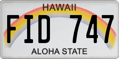 HI license plate FID747