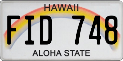 HI license plate FID748