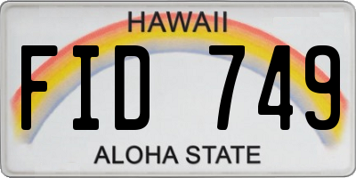 HI license plate FID749