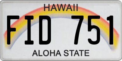 HI license plate FID751